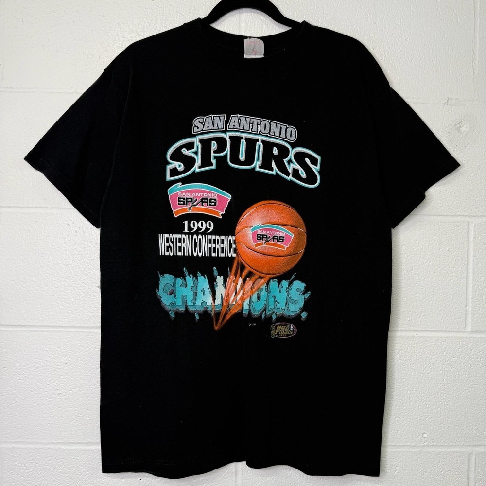 Vintage 1999 San Antonio Spurs Western Conference Champs NBA Finals T-Shirt L
